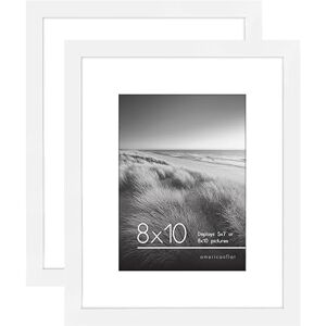 Americanflat 10x8 Photo Frames in White Set of 2 Use as 7x5 Photo Frames with Mount or 10x8 Picture Frames without Mount Horizontal and Vertical Formats for Wall and Tabletop Americanflat 10x8 Photo Frames in White Set of 2 Use as 7x5 Photo Frames with Mount or 10x8 Picture Frames without Mount Horizontal and Vertical Formats for Wall and Tabletop