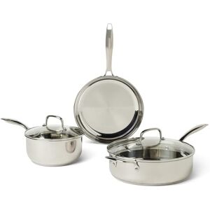 Amazon Basics Stainless Steel Cookware Set, 5-Piece Set, All Cooktop Friendly, Dishwasher-Safe Amazon Basics Stainless Steel Cookware Set, 5-Piece Set, All Cooktop Friendly, Dishwasher-Safe