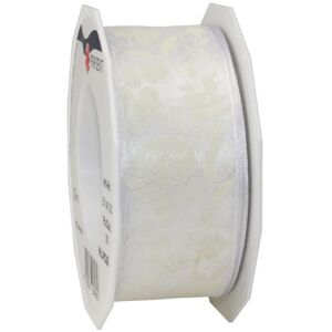 PRÄSENT Wildrose Wired Ribbon White 40 mm width, 20 m length PRÄSENT Wildrose Wired Ribbon White 40 mm width, 20 m length