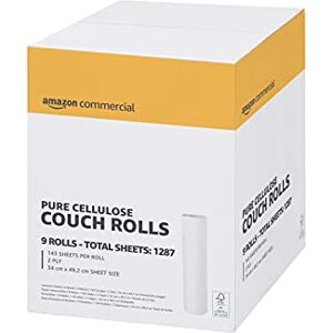 AmazonCommercial Paper Hygiene Couch Rolls, 2-ply Premium, 9 Rolls (1 pack), 50 Metres / 143 Sheets per Roll, Sheet Size: 34 cm x 49.2 cm AmazonCommercial Paper Hygiene Couch Rolls, 2-ply Premium, 9 Rolls (1 pack), 50 Metres / 143 Sheets per Roll, Sheet Size: 34 cm x 49.2 cm