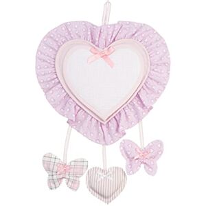 FILET Aida Canvas Heart Shaped Birth Announcement Ribbon to Embroider, with Butterfly and Heart Shaped Pendants, Made of Cotton, Ideal for Hanging, 100% Made in Italy, Pink Colour FILET Aida Canvas Heart Shaped Birth Announcement Ribbon to Embroider, with Butterfly and Heart Shaped Pendants, Made of Cotton, Ideal for Hanging, 100% Made in Italy, Pink Colour