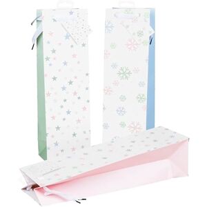 Heku Christmas Bottle Bags with Glitter Finish, Pack of 24, Winter Pastel Motif in 3 Colours, High-Quality Paper, Versatile Size for Wine and Spirits, 40 x 10 x 12 cm Heku Christmas Bottle Bags with Glitter Finish, Pack of 24, Winter Pastel Motif in 3 Colours, High-Quality Paper, Versatile Size for Wine and Spirits, 40 x 10 x 12 cm