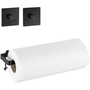 Avilia Wall Mounted Kitchen Roll Holder with Hooks without Holes Kitchen Paper Holder with Glue Fixing, Painted Metal, 30.5 x 9.2 x 8.6 cm, Black Avilia Wall Mounted Kitchen Roll Holder with Hooks without Holes Kitchen Paper Holder with Glue Fixing, Painted Metal, 30.5 x 9.2 x 8.6 cm, Black
