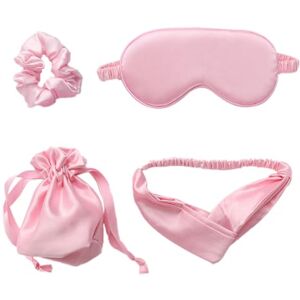 BOSREROY Breathable Faux Silk Eye Shade Sleep Set with Hair Scrunchy Band and Drawstring Bag Cover Lightweight Soft Solid Color BOSREROY Breathable Faux Silk Eye Shade Sleep Set with Hair Scrunchy Band and Drawstring Bag Cover Lightweight Soft Solid Color