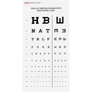 GIMA Mixed Decimal Otpometric Chart, Mixed Decimals and Tumbling "E" Eye Chart, Dimension 28 X 56 cm, Distance 3 m GIMA Mixed Decimal Otpometric Chart, Mixed Decimals and Tumbling "E" Eye Chart, Dimension 28 X 56 cm, Distance 3 m