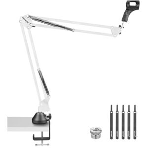 NEEWER Suspension Boom Arm Scissor Mic Stand, Microphone Arm Desk Stand with 3/8" to 5/8" Screw, Cable Ties Compatible with Blue Yeti Snowball Yeti X Quadcast, Max Load 3.3lb/1.5kg, NW-35, White NEEWER Suspension Boom Arm Scissor Mic Stand, Microphone Arm Desk Stand with 3/8" to 5/8" Screw, Cable Ties Compatible with Blue Yeti Snowball Yeti X Quadcast, Max Load 3.3lb/1.5kg, NW-35, White