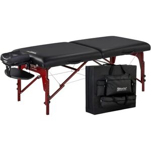 Master Massage Equipment Master Massage Portable Massage Table Montclair ,Red Frame with Black Vinyl, 79cm, 7.6cm Memory Cushion, Full Massage Table Package Master Massage Equipment Master Massage Portable Massage Table Montclair ,Red Frame with Black Vinyl, 79cm, 7.6cm Memory Cushion, Full Massage Table Package