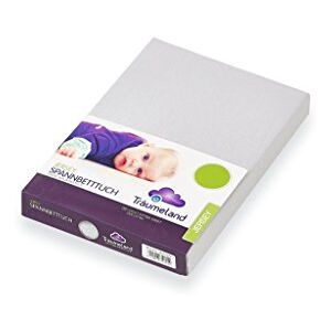 Träumeland Traeumeland Jersey Cotton Fitted Sheet, 40 x 90 cm, Light Grey Träumeland Traeumeland Jersey Cotton Fitted Sheet, 40 x 90 cm, Light Grey