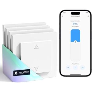 meross Matte WiFi Roller Shutter Switch Smart (Neutral Cable Required), Compatible with Apple HomeKit, Alexa, Google Home and Home Assistant, Smart Home Roller Shutter Control for Blinds, Pack of 4 meross Matte WiFi Roller Shutter Switch Smart (Neutral Cable Required), Compatible with Apple HomeKit, Alexa, Google Home and Home Assistant, Smart Home Roller Shutter Control for Blinds, Pack of 4