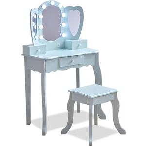 Teamson Kids Heart-Shaped Vanity in Light Blue with LED Lights, Triple Mirror, Stool & Storage Drawers, Boosts Imagination, Confidence & Organization Teamson Kids Heart-Shaped Vanity in Light Blue with LED Lights, Triple Mirror, Stool & Storage Drawers, Boosts Imagination, Confidence & Organization