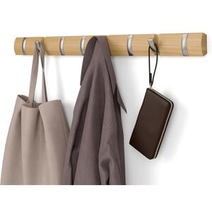 Umbra Flip 8 Wall Mounted Floating Rack – Modern, Sleek, Space-Saving Hanger with Retractable Hang Coats, Scarves, Purses, Natural/Nickel, Wood/ABS, 8-Hook Umbra Flip 8 Wall Mounted Floating Rack – Modern, Sleek, Space-Saving Hanger with Retractable Hang Coats, Scarves, Purses, Natural/Nickel, Wood/ABS, 8-Hook