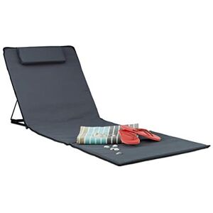 Relaxdays XXL Beach Mat, Padded Sun Lounger with Pillow Folding Recliner with Travel Bag, Anthracite Relaxdays XXL Beach Mat, Padded Sun Lounger with Pillow Folding Recliner with Travel Bag, Anthracite
