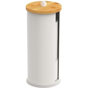 Relaxdays Toilet Paper Holder, Stores 3 Rolls, HxD: 49 x 14.5 cm, Metal, Bamboo, White/Natural, Plastic, Iron, 49 x 14.5 x 14.5 cm Relaxdays Toilet Paper Holder, Stores 3 Rolls, HxD: 49 x 14.5 cm, Metal, Bamboo, White/Natural, Plastic, Iron, 49 x 14.5 x 14.5 cm