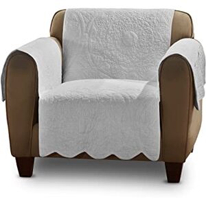 Surefit Heirloom Quilted Cotton Furniture Cover with Scallop Edge, Armchair Cover, Pet Friendly, Machine Washable, Gray Surefit Heirloom Quilted Cotton Furniture Cover with Scallop Edge, Armchair Cover, Pet Friendly, Machine Washable, Gray