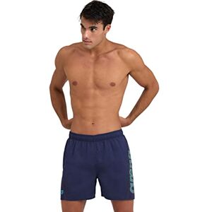 ARENA Men's Fundamentals Logo Beach Boxer Navy-Turquoise ARENA Men's Fundamentals Logo Beach Boxer Navy-Turquoise