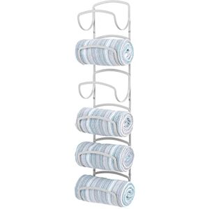 mDesign Metal Towel Shelves – Towel Rack for the Bathroom with 6 Compartments – Practical Bathroom Accessories for Both Large and Small Towels – Light Grey mDesign Metal Towel Shelves – Towel Rack for the Bathroom with 6 Compartments – Practical Bathroom Accessories for Both Large and Small Towels – Light Grey