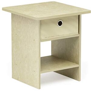 Furinno Dario End Table/ Night Stand Storage Shelf with Bin Drawer, Cream Faux Marble/Ivory Furinno Dario End Table/ Night Stand Storage Shelf with Bin Drawer, Cream Faux Marble/Ivory