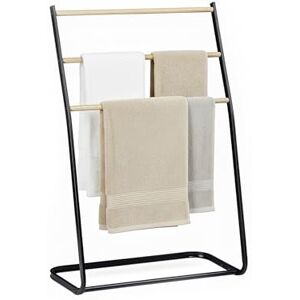 Relaxdays Standing Towel Rack with 3 Rungs for Towels and Clothes, 86x58x30 cm, Black Relaxdays Standing Towel Rack with 3 Rungs for Towels and Clothes, 86x58x30 cm, Black