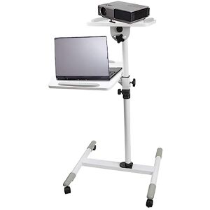 Properav Mobile Desk Workstation & Projector Trolley White Moveable On Caster Wheels Adjustable Height 850-1100mm 10kg Capacity For Laptop, Projector, Consoles & More Properav Mobile Desk Workstation & Projector Trolley White Moveable On Caster Wheels Adjustable Height 850-1100mm 10kg Capacity For Laptop, Projector, Consoles & More
