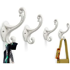 Comfify Decorative Rustic Wall Hooks – Shabby Chic Set of 4 Wall Mounted for Coats, Bags, Towels and More – Vintage Hooks for Farmhouse Decor Sturdy, Cast Iron in Rustic White Color Comfify Decorative Rustic Wall Hooks – Shabby Chic Set of 4 Wall Mounted for Coats, Bags, Towels and More – Vintage Hooks for Farmhouse Decor Sturdy, Cast Iron in Rustic White Color
