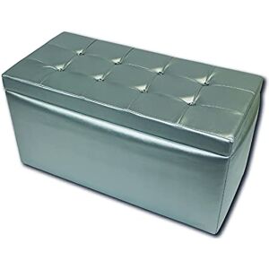 Dmora Talamo Italia Storage pouf in imitation leather, silver color, Measurements 90 x 45 x 45 cm Dmora Talamo Italia Storage pouf in imitation leather, silver color, Measurements 90 x 45 x 45 cm