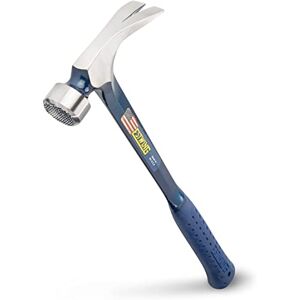 Estwing E3/25SM 25oz Large and Milled Faced Straight Claw Hammer with Blue Vinyl Grip, Silver Estwing E3/25SM 25oz Large and Milled Faced Straight Claw Hammer with Blue Vinyl Grip, Silver