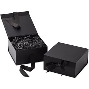 Hallmark 0005EBC1856 Weddings, Groomsmen Gifts, Anniversaries, Valentine's Day, Graduations Two Boxes with Lids and Shredded Paper Filler, Foldable Black Hallmark 0005EBC1856 Weddings, Groomsmen Gifts, Anniversaries, Valentine's Day, Graduations Two Boxes with Lids and Shredded Paper Filler, Foldable Black
