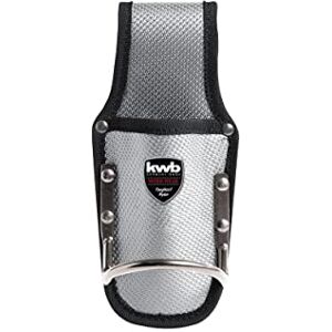 kwb KNIFE BAG WITH HAMMER HOLDER SILVER/BLACK NYLON TOOL POUCH WITH HAMMER HOLDER AND METAL CLIP FOR BELT kwb KNIFE BAG WITH HAMMER HOLDER SILVER/BLACK NYLON TOOL POUCH WITH HAMMER HOLDER AND METAL CLIP FOR BELT