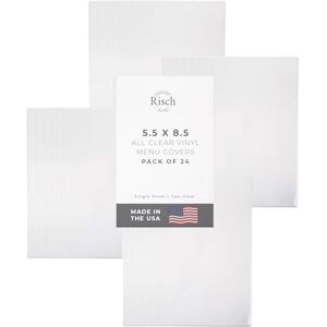 Risch Double-Sided All Clear Vinyl Menu Cover Two-Sided 2 View Plastic Menu Holder Slip in Top-Loading Cover Wipeable, Reusable 5.5” x 8.5” Pack of 24 Risch Double-Sided All Clear Vinyl Menu Cover Two-Sided 2 View Plastic Menu Holder Slip in Top-Loading Cover Wipeable, Reusable 5.5” x 8.5” Pack of 24