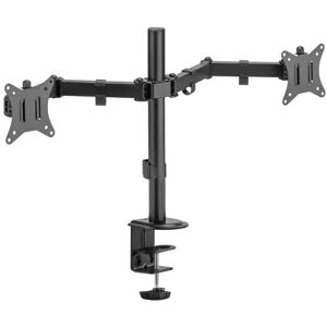 VoltShine Articulating stand for two monitors, adjustable, 360° rotation, VESA compatible, ideal for optimizing space and improving ergonomics. VoltShine Articulating stand for two monitors, adjustable, 360° rotation, VESA compatible, ideal for optimizing space and improving ergonomics.