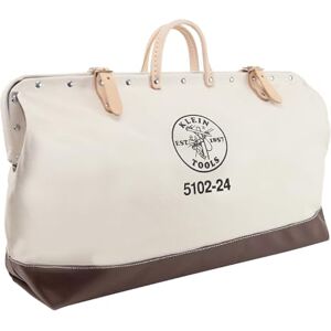 KLEIN TOOLS 5102-24 Heavy Duty Tool Bag, Canvas Tool Bag for Tool Storage ,White/Tan ,61 cm KLEIN TOOLS 5102-24 Heavy Duty Tool Bag, Canvas Tool Bag for Tool Storage ,White/Tan ,61 cm