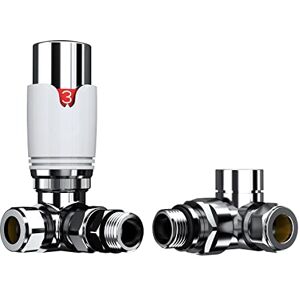 iBathUK Pro Thermostatic Corner Radiator Valve 1/2" (TRV) and Lockshield Valve, Central Heating, Tower Rail Valve- White/Chrome iBathUK Pro Thermostatic Corner Radiator Valve 1/2" (TRV) and Lockshield Valve, Central Heating, Tower Rail Valve- White/Chrome