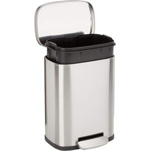 Amazon Basics Smudge Resistant Mini Rectangular Trash Can With Soft-Close Foot Pedal, Brushed Stainless Steel, for Bathroom & small space, 5 L /1.32 Gal, Satin Nickel Finish, 7.3x8.5 x11.8 in (LxWxH) Amazon Basics Smudge Resistant Mini Rectangular Trash Can With Soft-Close Foot Pedal, Brushed Stainless Steel, for Bathroom & small space, 5 L /1.32 Gal, Satin Nickel Finish, 7.3x8.5 x11.8 in (LxWxH)