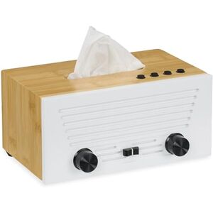 Relaxdays Bamboo Tissue Box in Radio Design, Cosmetic Tissues & Paper Towels Storage, Refillable Dispenser, Natural Relaxdays Bamboo Tissue Box in Radio Design, Cosmetic Tissues & Paper Towels Storage, Refillable Dispenser, Natural