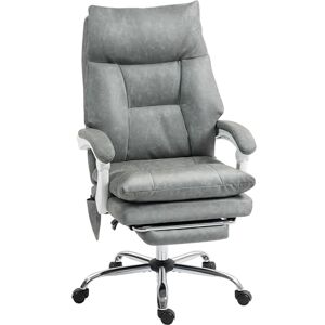 HOMCOM Executive Office Chair with Airbag Lumbar Support, PU Leather Desk Chair with Footrest, Quiet Swivel Wheels, Reclining Backrest, High Back, Height Adjustable, for Home, Grey HOMCOM Executive Office Chair with Airbag Lumbar Support, PU Leather Desk Chair with Footrest, Quiet Swivel Wheels, Reclining Backrest, High Back, Height Adjustable, for Home, Grey