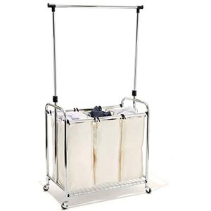 Seville Classics Laundry Sorter, Cotton, Silver, Dimensions: 19.5" D x 30.75" W x 39.75" to 66" H Seville Classics Laundry Sorter, Cotton, Silver, Dimensions: 19.5" D x 30.75" W x 39.75" to 66" H