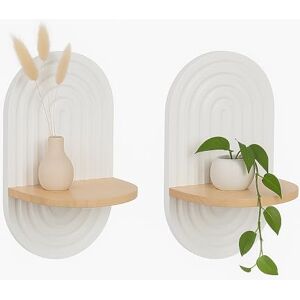 Relaxdays Wall Shelf Set of 2 – Boho Style Shelves for Hall & Living Room, 33x20x15 cm, MDF & Wood, White/Natural, Fibreboard, 33 x 20 x 15 cm Relaxdays Wall Shelf Set of 2 – Boho Style Shelves for Hall & Living Room, 33x20x15 cm, MDF & Wood, White/Natural, Fibreboard, 33 x 20 x 15 cm