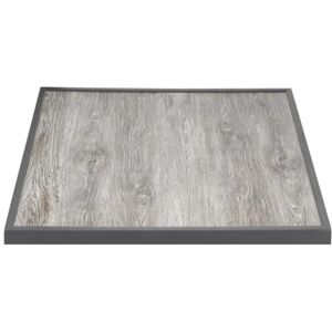 Bolero Wood Grain Effect Tempered Glass Square Outdoor Table Top with Grey Trim 700 mm, Size: 38(H) x700(W) x700(L) mm, Tabletop Suitable for Indoor & Outdoor Use, FU515 Bolero Wood Grain Effect Tempered Glass Square Outdoor Table Top with Grey Trim 700 mm, Size: 38(H) x700(W) x700(L) mm, Tabletop Suitable for Indoor & Outdoor Use, FU515