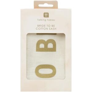 Talking Tables Reusable Eco Elegant Bride to be Sash Made from Cotton White & Gold Perfect for hen parties or Bridal Showers. Recyclable Product Packaging. Designed in the UK by 1.6m x 10cm Talking Tables Reusable Eco Elegant Bride to be Sash Made from Cotton White & Gold Perfect for hen parties or Bridal Showers. Recyclable Product Packaging. Designed in the UK by 1.6m x 10cm