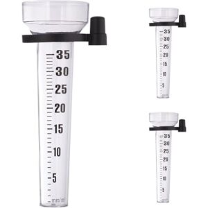 Relaxdays Rain Gauge, Set of 3, Precipitation Measurer, Rainfall Indicator Kit, Holder, Scale 35 mm/m², Clear/Black, 24.5 x 10.5 x 8.5 cm Relaxdays Rain Gauge, Set of 3, Precipitation Measurer, Rainfall Indicator Kit, Holder, Scale 35 mm/m², Clear/Black, 24.5 x 10.5 x 8.5 cm