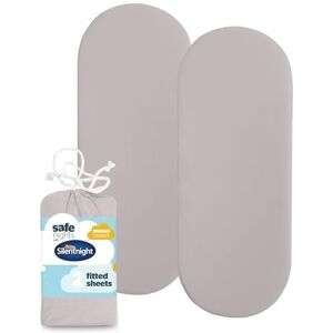 Silentnight Safe Nights Fitted Sheet Moses Basket Mattress Breathable 100% Cotton Jersey Super Soft Kind to Baby Skin 74x27cm Secure Fit with Elasticated Corners 2 Pack, Grey Silentnight Safe Nights Fitted Sheet Moses Basket Mattress Breathable 100% Cotton Jersey Super Soft Kind to Baby Skin 74x27cm Secure Fit with Elasticated Corners 2 Pack, Grey