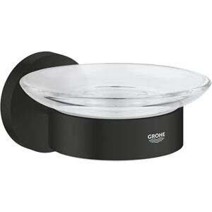 Grohe Start QuickFix Soap Dish with Holder (Metal and Glass, Concealed Fastening, Including Screws and Dowels, Extra Easy to Fit with QuickGlue), Size 125 x 58, Matt Black, 411932430 Grohe Start QuickFix Soap Dish with Holder (Metal and Glass, Concealed Fastening, Including Screws and Dowels, Extra Easy to Fit with QuickGlue), Size 125 x 58, Matt Black, 411932430