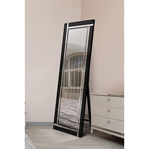 MirrorOutlet Frameless Black and Mirror Double Bevel Free Standing Cheval Dress Mirror 5ft7 x 1f11 170cm x 58cm YC125 MirrorOutlet Frameless Black and Mirror Double Bevel Free Standing Cheval Dress Mirror 5ft7 x 1f11 170cm x 58cm YC125