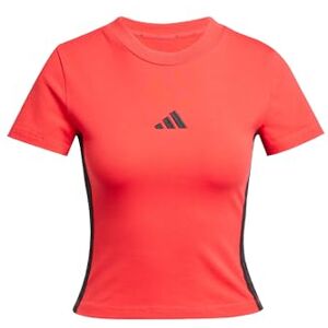 adidas Women's Essentials 3 Stripes Slim Baby T-Shirt, Pure Ruby/Black, XL adidas Women's Essentials 3 Stripes Slim Baby T-Shirt, Pure Ruby/Black, XL