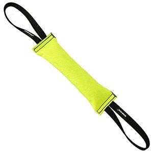 DINGO GEAR WWW.DINGOGEAR.COM 1977 DINGO GEAR Firehose Bite Tug 2 Handles Heavy Duty Toy for K9 IGP Dog Training Sports Play Fetch Bite Work Floating Tug of War to Fire Up Prey Drive Size XXL Yellow S00305 DINGO GEAR WWW.DINGOGEAR.COM 1977 DINGO GEAR Firehose Bite Tug 2 Handles Heavy Duty Toy for K9 IGP Dog Training Sports Play Fetch Bite Work Floating Tug of War to Fire Up Prey Drive Size XXL Yellow S00305