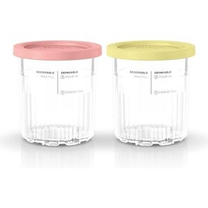 Ninja Creami Deluxe Ice Cream Tubs, 2 Pack, Compatible with Creami Deluxe Ice Cream Maker, Genuine Accessory, BPA-Free, Dishwasher Safe, Colour Lids, 500ml Clear, Coral, Yellow, XSKPNTLD2EUUK Ninja Creami Deluxe Ice Cream Tubs, 2 Pack, Compatible with Creami Deluxe Ice Cream Maker, Genuine Accessory, BPA-Free, Dishwasher Safe, Colour Lids, 500ml Clear, Coral, Yellow, XSKPNTLD2EUUK
