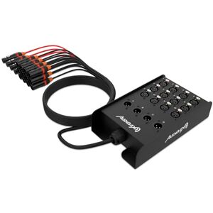 Audibax Snake 12 12 Input and 4 Output Stage Box High Performance DI Box 15 Metre Cable Included Black Inputs and Red Outputs Stagebox Multicore Audibax Snake 12 12 Input and 4 Output Stage Box High Performance DI Box 15 Metre Cable Included Black Inputs and Red Outputs Stagebox Multicore
