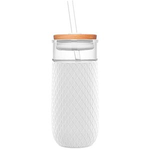 Ello Devon 18oz Glass Tumbler with Straw, Friction Fit Bamboo Wood Lid and Silicone Sleeve Perfect for Iced Coffee, Tea, and Smoothies White Ello Devon 18oz Glass Tumbler with Straw, Friction Fit Bamboo Wood Lid and Silicone Sleeve Perfect for Iced Coffee, Tea, and Smoothies White