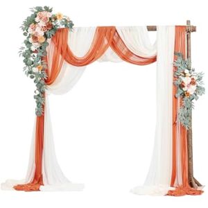 VEVOR Artificial Wedding Arch Flowers Kit, Orange Wedding Arch Flowers with Drapes Kit (Pack of 5) 2 Pcs Floral Arrangement, 3 Pcs Sheer Drapes, for Ceremony Bouquets Reception Backdrop Decoration VEVOR Artificial Wedding Arch Flowers Kit, Orange Wedding Arch Flowers with Drapes Kit (Pack of 5) 2 Pcs Floral Arrangement, 3 Pcs Sheer Drapes, for Ceremony Bouquets Reception Backdrop Decoration