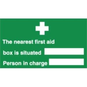 Vogue L944 Nearest First Aid Box Sign, Self Adhesive, Vinyl, 150 mm x 300 mm Vogue L944 Nearest First Aid Box Sign, Self Adhesive, Vinyl, 150 mm x 300 mm